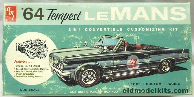 AMT 1/25 1964 Pontiac Tempest LeMans Convertible 3 in 1 Kit - Stock / Custom / Racing, 5614-150 plastic model kit